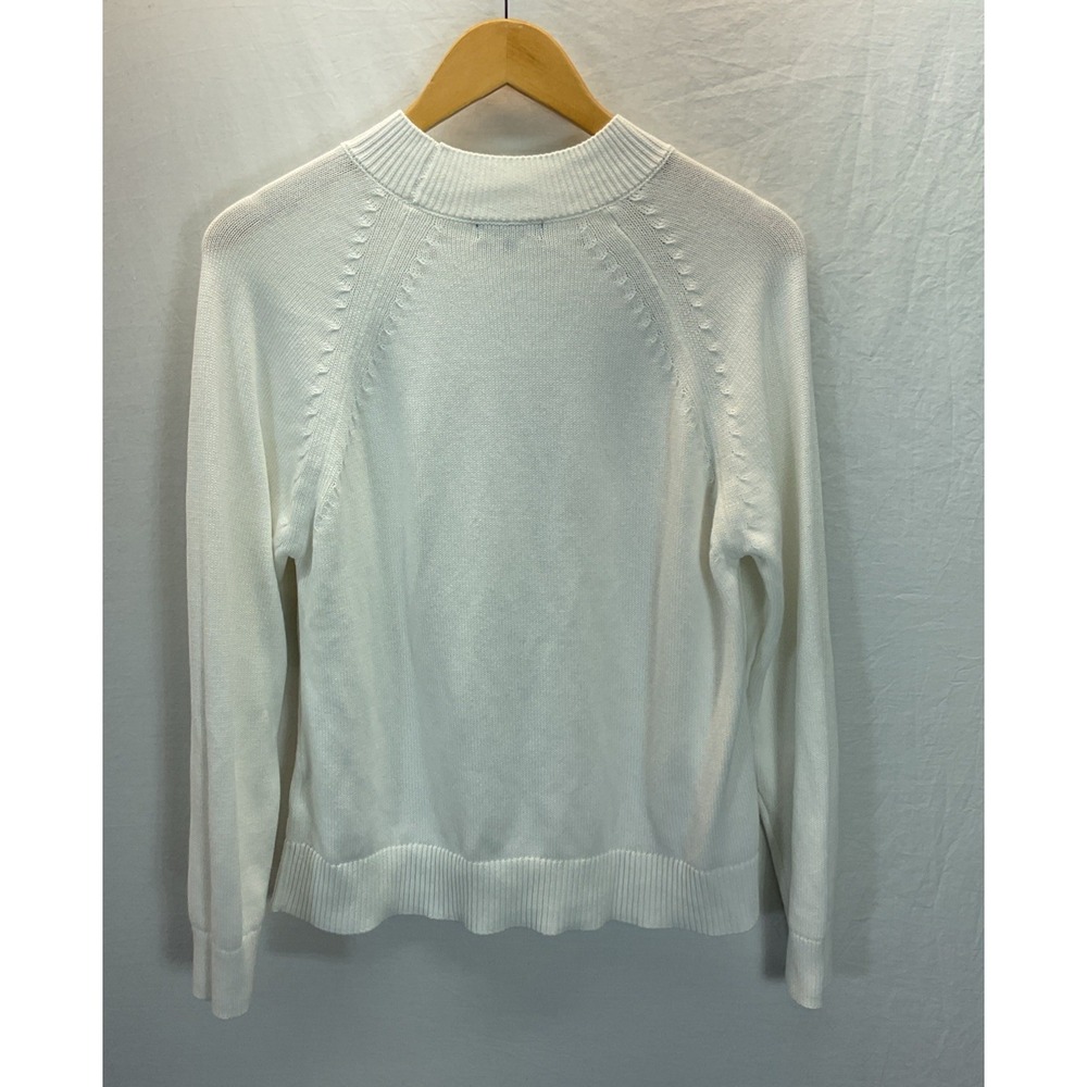 Quince‎ Women 100% Organic Cotton Mock Neck Sweater White Long Sleeved Top S - Picture 2 of 9